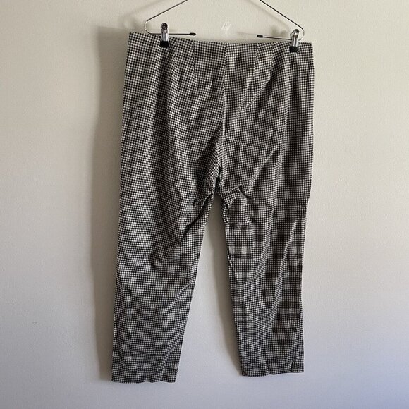 J.Jill Women 14 Black Tan Gingham Check Cotton Blend Stretch Mid-Rise Ankle Pant - Picture 7 of 11